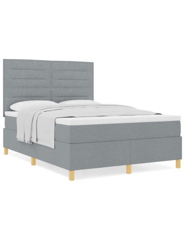 Letto a molle con materasso Grigio chiaro 140 x 190 cm Tessuto