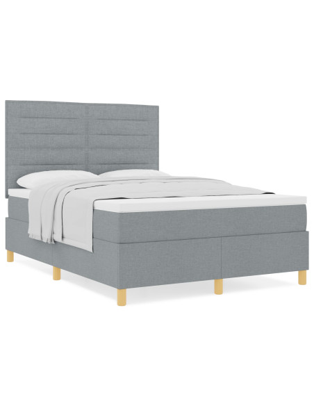 Letto a molle con materasso Grigio chiaro 140 x 190 cm Tessuto