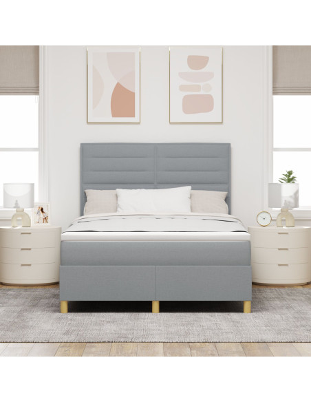 Letto con Box Spring e Materasso Grigio Chiaro 140x200 cm Tessuto