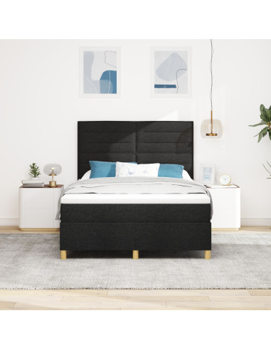 Letto a molle con materasso Nero 140 x 200 cm Tessuto
