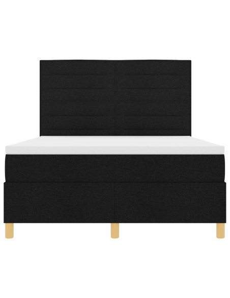 Letto Box Spring con Materasso Nero 140x200 cm Tessuto