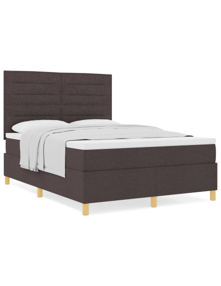 Letto Box Spring con Materasso Marrone Scuro 140x200 cm Tessuto