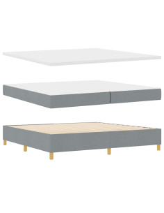 Letto a molle con materasso Grigio chiaro 200 x 200 cm Tessuto 2