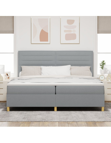 Letto a molle con materasso Grigio chiaro 200 x 200 cm Tessuto
