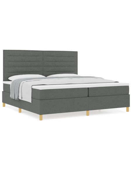 letto a box spring  con materasso grigio scuro 200x200 cm in tessuto