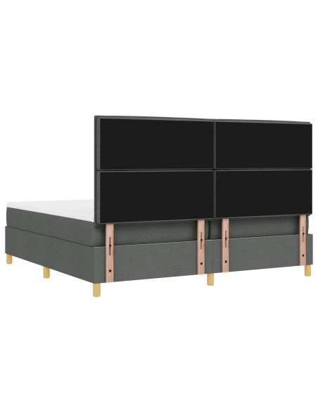 letto a box spring  con materasso grigio scuro 200x200 cm in tessuto