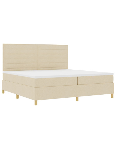 Letto Box Spring  con Materasso Crema 200x200 cm Tessuto