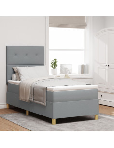 Letto a molle con materasso Grigio chiaro 90 x 200 cm Tessuto 2