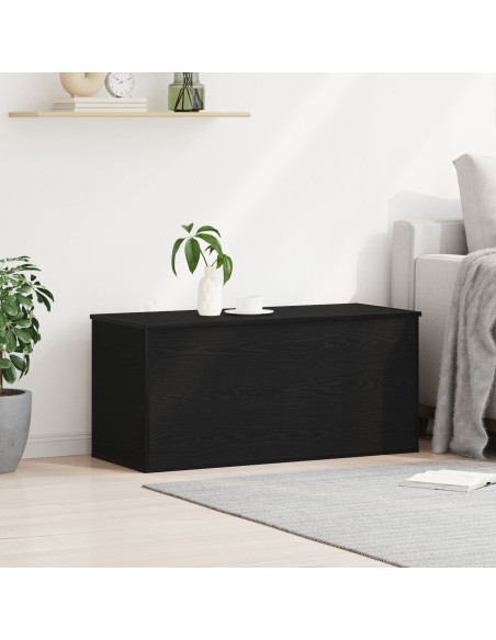 Scatola di stoccaggio  con coperchio in rovere nero 100x42x46 cm in legno ingegnerizzato