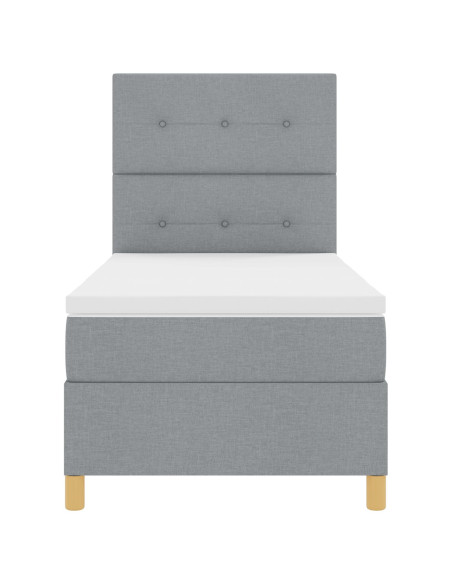 Letto Box Spring con Materasso  Grigio chiaro 90x200 cm Tessuto