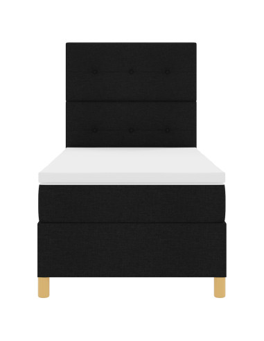 Letto a molle con materasso Nero 90 x 200 cm Tessuto