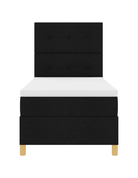 Letto a molle con materasso Nero 90 x 200 cm Tessuto