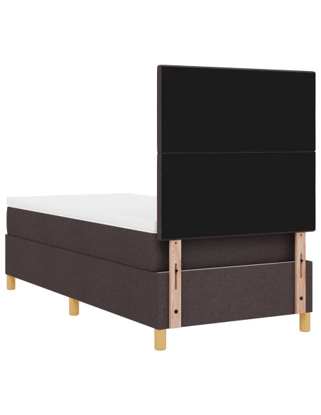 Letto a Contenitore con Materasso Marrone Scuro 90x200 cm in Tessuto