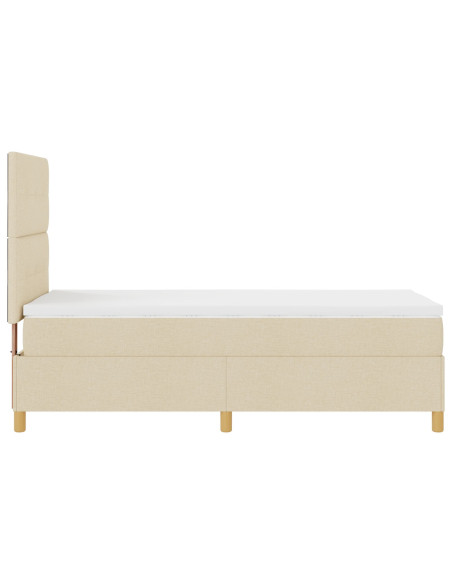 letto a molle con materasso crema 90x200 cm in tessuto