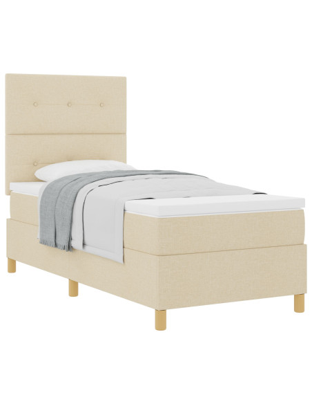 letto a molle con materasso crema 90x200 cm in tessuto