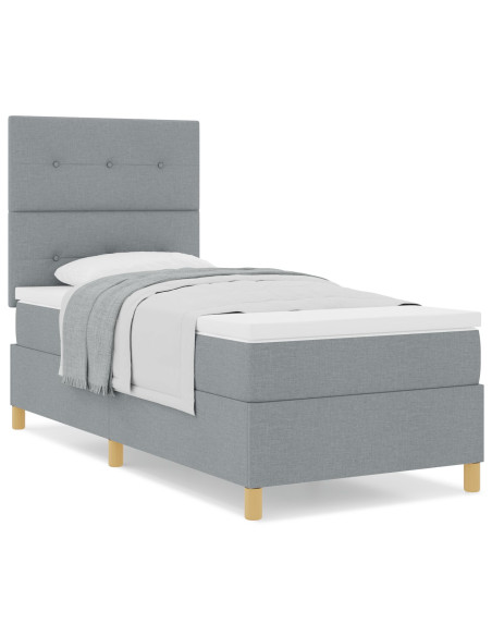 Letto a doghe  con materasso Grigio chiaro 100x200 cm Tessuto