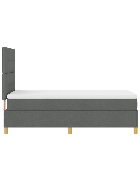 Letto Box Spring con Materasso Grigio Scuro 100x200 cm Tessuto