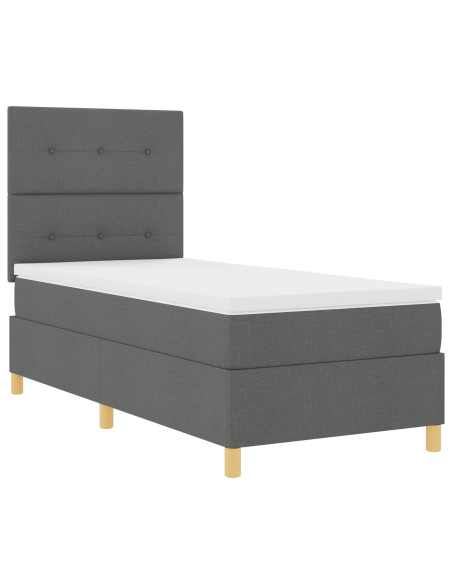 Letto Box Spring con Materasso Grigio Scuro 100x200 cm Tessuto