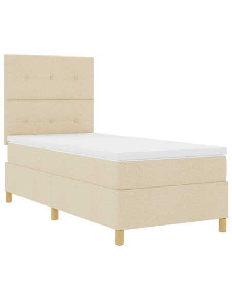 Letto Box Spring con Materasso Crema 100x200 cm Tessuto