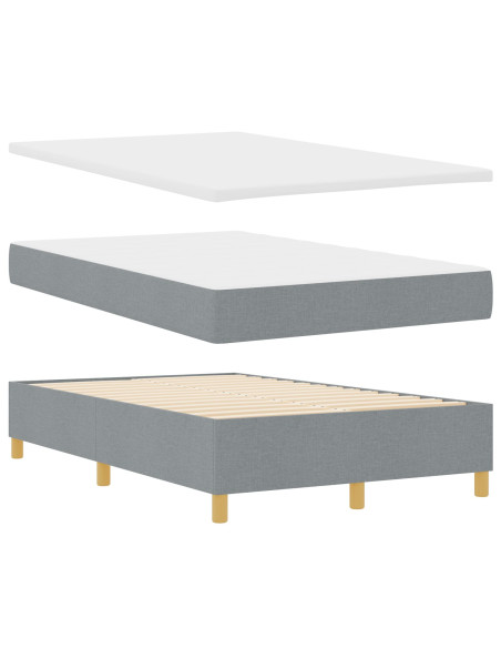 Letto Box Spring con Materasso Grigio Chiaro 120x200 cm Tessuto