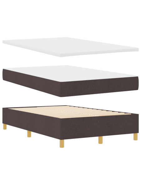 letto a box con materasso  marrone scuro 120x200 cm in tessuto