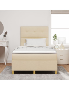 Letto a molle con materasso Crema 120 x 200 cm Tessuto 2