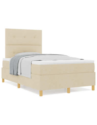 Letto a molle con materasso Crema 120 x 200 cm Tessuto