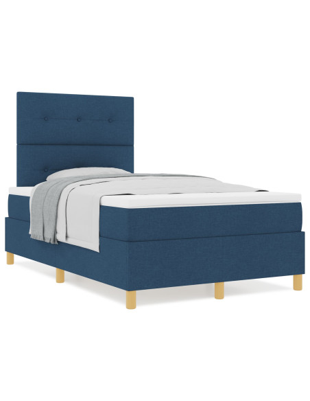 Letto Box Spring con Materasso Blu 120x200 cm Tessuto