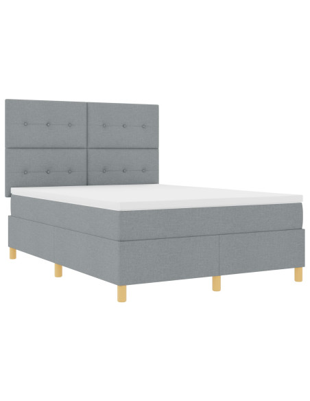Letto Box Spring con Materasso Grigio Chiaro 140x190 cm Tessuto