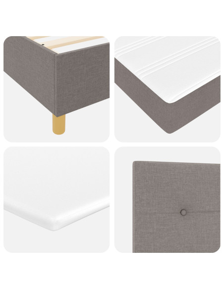 Letto Box Spring con Materasso Tortora 140x190 cm Tessuto