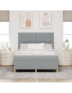 Letto a molle con materasso Grigio chiaro 140 x 200 cm Tessuto 2