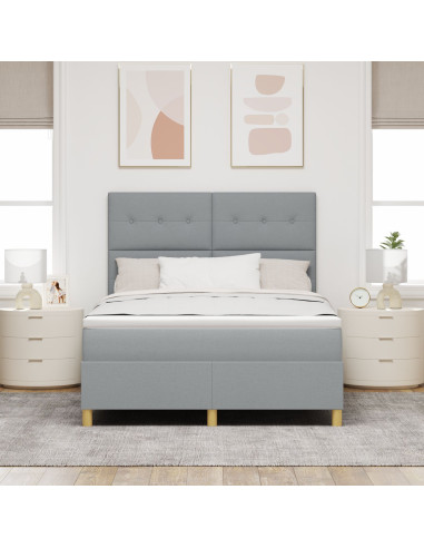 Letto a molle con materasso Grigio chiaro 140 x 200 cm Tessuto