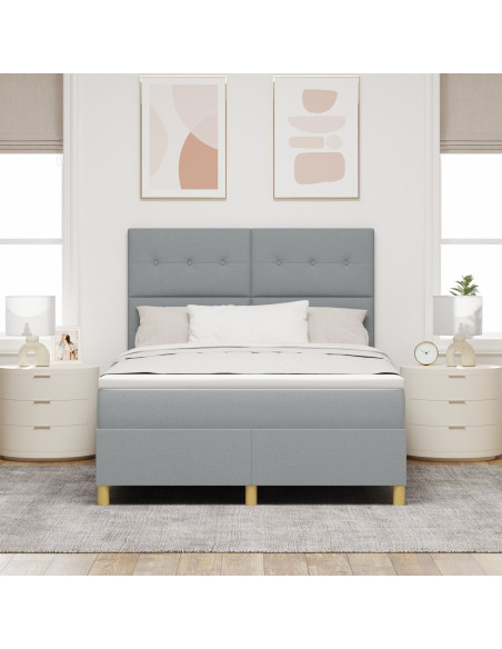 Letto a molla con materasso  Grigio chiaro 140x200 cm Tessuto