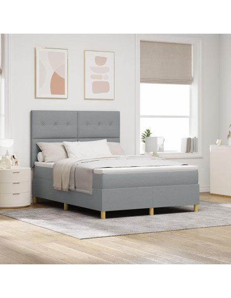 Letto a molle con materasso Grigio chiaro 140 x 200 cm Tessuto