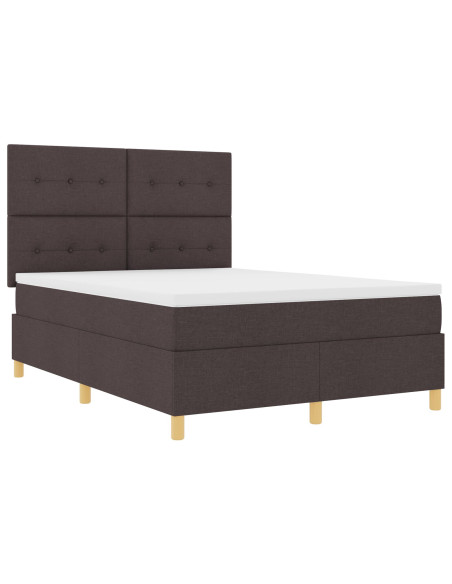 Letto Box Spring con Materasso Marrone Scuro 140x200 cm Tessuto