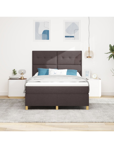 Letto Box Spring con Materasso Marrone Scuro 140x200 cm Tessuto