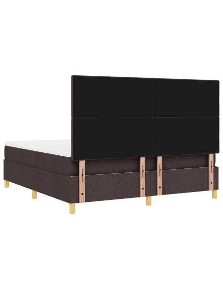 Letto Box Spring con Materasso Marrone Scuro Super King Tessuto