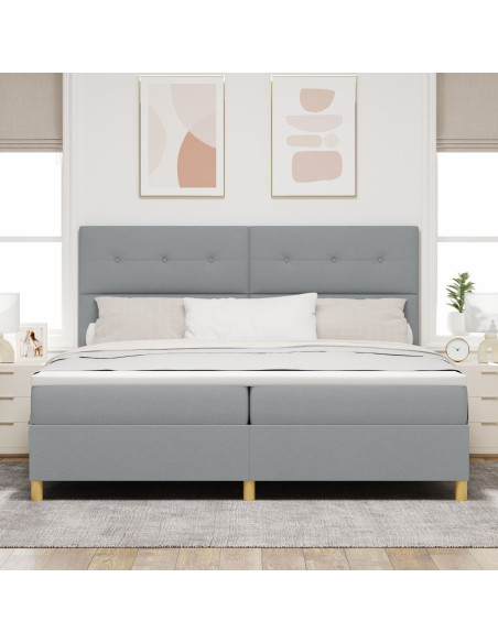 Letto a Box con Materasso Grigio Chiaro 200x200 cm Tessuto