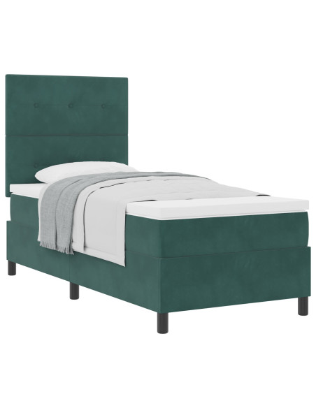 Letto Box Spring con Materasso Verde Scuro 90x200 cm Velluto