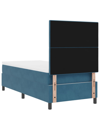 Letto a molle con materasso Blu Scuro 90 x 200 cm Tessuto