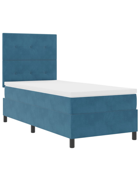 letto a molle vitaXL con materasso blu scuro 90x200 cm in velluto