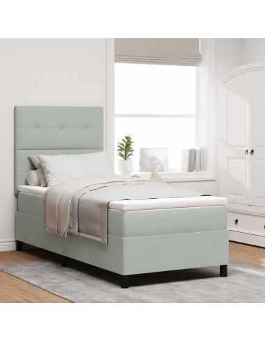 Letto a molle con materasso Grigio chiaro 100 x 200 cm Tessuto