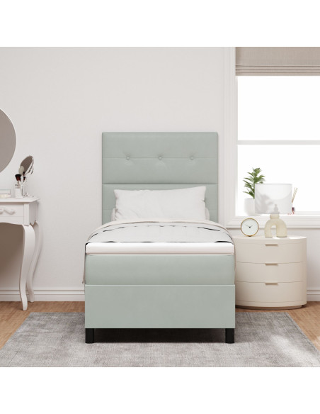 letto a molle con materasso  grigio chiaro 100x200 cm velluto