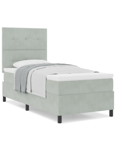Letto a molle con materasso Grigio chiaro 100 x 200 cm Tessuto