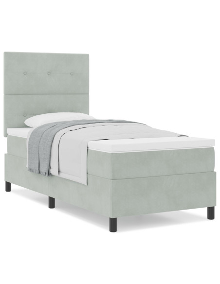 letto a molle con materasso  grigio chiaro 100x200 cm velluto
