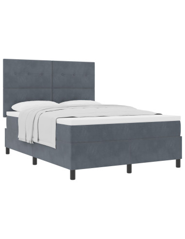 Letto a molle con materasso Grigio scuro 140 x 190 cm Tessuto