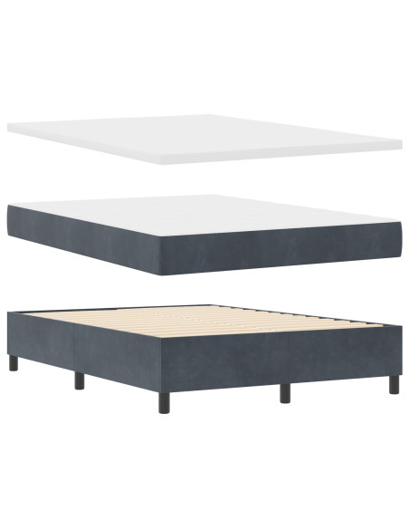 Letto Box Spring con Materasso Grigio Scuro 140x190 cm Velluto
