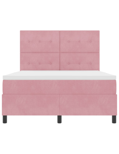 Letto a molle con materasso Rosa 140 x 190 cm Tessuto