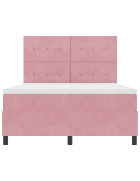 Letto a molle con materasso Rosa 140 x 190 cm Tessuto