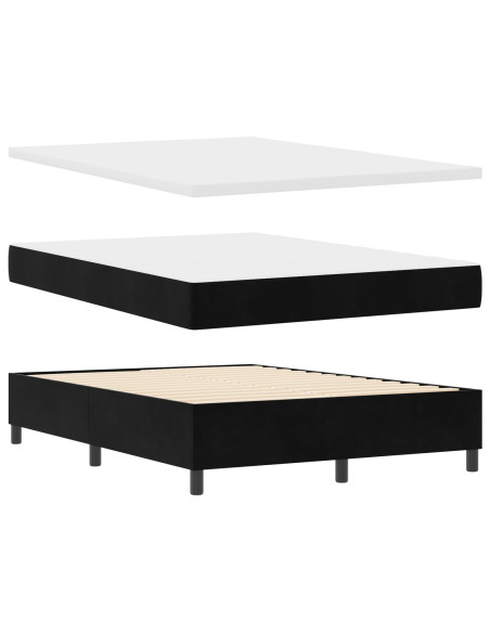 Letto Box Spring con Materasso  Nero 140x200 cm Velluto